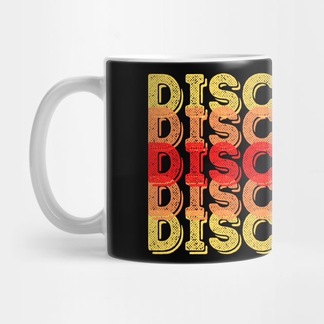 Disc Golf - Stacked red, orange, yellow text design by DigillusionStudio